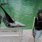 Donald Pliner Couture Python Patent Leather Shoe Pump NIB Ankle Wrap Sz 6.5 $400