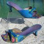 Stuart Weitzman CAPRI PEONY LINEN LEATHER Shoe Sandal EUC 7.5 Slide $275