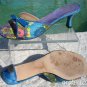 Stuart Weitzman CAPRI PEONY LINEN LEATHER Shoe Sandal EUC 7.5 Slide $275