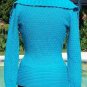 Cache Wrap Belt Cable Knit Jacket Top New Sz XS/S Ocean Blue Stretch $98 NWT