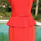 Cache Stretch Peplum Dress Lined Top New Sz M/L 8/10/12 + Belt Contour $178 NWT