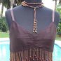 Cache Silk Wood + Bead Embellished Strings Ruched Cami Top New Sz S/M $88 NWT