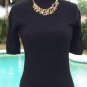 Cache Moc Neck Peek A Boo Pointelle Knit Stretch Top New Size XS/S Black $88 NWT