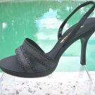 Nina Couture Black Shoe Strapy Satin Event Wedding Embellished Sandal Sz 8 EUC Nina Couture Black Shoe Strapy Satin Event Wedding Embellished Sandal Sz 8 EUC