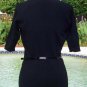 Cache Stretch Knit White Attached Collar + Patent Belt Top New Size XS/S/M $98