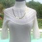 Cache Moc Neck Peek A Boo Pointelle Knit Stretch Top New XS/S Winter White $88
