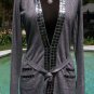 Cache Top New Sz XS/S Stretch Shirred Ruched Silver Gray Banded Bottom $98 NWT
