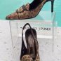 Donald Pliner Couture Leather Pump Shoe New Bronze French Leopard Tapestry $325