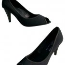 Donald Pliner Crepe Elastic Peep-Toe Pump Shoe New Patent Leather Trim $245 NIB Donald Pliner Crepe Elastic Peep-Toe Pump Shoe New Patent Leather Trim $245 NIB