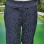 Cache Textured Navy Brocade Black Satin Trim Dress Pant NWT Size 0/2 XS $138