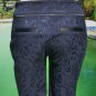Cache Textured Navy Brocade Black Satin Trim Dress Pant NWT Size 0/2 XS $138