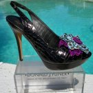 Donald Pliner Couture Gator Leather Shoe NIB Platform Peep-Toe Slingback $425