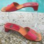 Stuart Weitzman Silk Leather Shoe Sandal EUC 7.5 Slide Red Orange Yellow $275