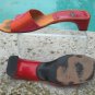Stuart Weitzman Silk Leather Shoe Sandal EUC 7.5 Slide Red Orange Yellow $275