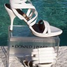Donald Pliner Couture Leather Strapy Stack Ankle Elastic Shoe New Sz 9.5 10 $250