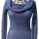 Cache Navy Metallic Oversize Collar Top New Super Soft Stretch XS/S/M/L $98 NWT Cache Navy Metallic Oversize Collar Top New Super Soft Stretch XS/S/M/L $98 NWT