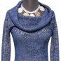 Cache Navy Metallic Oversize Collar Top New Super Soft Stretch XS/S/M/L $98 NWT