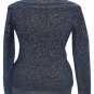 Cache Navy Metallic Oversize Collar Top New Super Soft Stretch XS/S/M/L $98 NWT