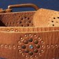 Cache Copper Metallic Leather Nail Head Rhinestone Belt Pant New Sz S/M $98 NWT