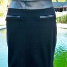 Cache Stretch Skirt New M/L pLeather Trim Peek A Boo 2 Way Side Un Zip $108 NWT
