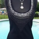 Cache Rib Knit Multi Color Bead Sequin Embellished Stretch Top NWT Sz XS/S/M $88 Cache Rib Knit Multi Color Bead Sequin Embellished Stretch Top NWT Sz XS/S/M $88