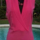 Cache 100% Wool Faux Wrap Plunging V Neck Tunic Top New Rib Knit Trim $98 NWT