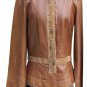 Cache Lamb Leather Lamb Fur Trim Jacket Coat Top New M/L Suede Gemstones $598