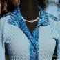 Cache Satin Shimmer Snake Pucker Stretch Top New Size S/M/L $158 NWT Blue