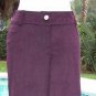 Cache Purple Velvet Thin Corduroy Rhinestone Button Pant New Stretch NWT $118