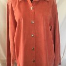 Chico's Chicos Size 2 L 12 perforated Leather Jacket Top EUC Front button Salmon Chico's Chicos Size 2 L 12 perforated Leather Jacket Top EUC Front button Salmon