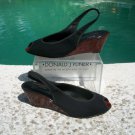 Donald Pliner Couture Black Mesh Patent Leather Wedge Shoe New Peep Toe $225 NIB