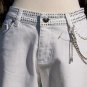 Cache Denim Embellished Stretch Wht Jean Pant Rhinestone Chain Belt New $168 NWT