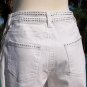 Cache Denim Embellished Stretch Wht Jean Pant Rhinestone Chain Belt New $168 NWT