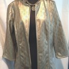 Chico's Traveler's Collection Gold Perforated Open Blazer Jacket Ladies Size 0