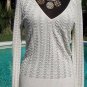 Cache Luxe Navy Metallic Peek A Boo Top New XS/S/M Peek A Boo Scallops $148 NWT