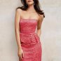 Cache Peplum Lace Strapless Event Dress 0/2/4/6/8/10/12 Lined Built Bra $228 NWT