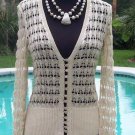 Cache Peek A Knit Sequins Kissed Sweater Top New Cardigan TUSSAN Silk NWT $118 Cache Peek A Knit Sequins Kissed Sweater Top New Cardigan TUSSAN Silk NWT $118