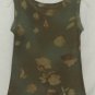 Cache Sheer Illusion Mesh Sleeveless Tank Top CAMI Stretch Sz S/M Olive Multi