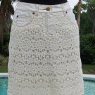 Cache Ivory Crochet Percale Peek A Boo Stretch Skirt Size 10/12 L $128 NWT