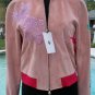 Donald Pliner Suede Leather Bomber Jacket Coat Embroidery New XS/S Lined $1500