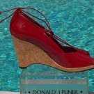 Donald Pliner Couture Patent Leather Wedge Shoe New Peep Toe Platform $235 NIB
