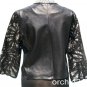 Cache Laser Cut Leather Swing Jacket Top New S/M/L Peek A Boo Black White $398