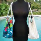 Cache Reversible Patent Leather Canvas Tropical Purse $$$ New Tote Shopper NWT