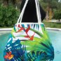 Cache Reversible Patent Leather Canvas Tropical Purse $$$ New Tote Shopper NWT