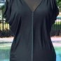 Cache Metal Studs Straps Plunging V Neck Drape Sleeve Top NWT XS/S Stretch $88
