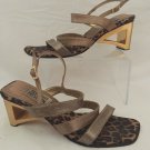 Timothy Hitsman Gold Animal Strapy Shoe Sandal EUC Sz 7.5 2 1/2" Heel Event Work Timothy Hitsman Gold Animal Strapy Shoe Sandal EUC Sz 7.5 2 1/2" Heel Event Work