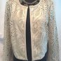 Chico's Black Label Perforated Natural Tan Open Blazer Jacket Ladies Size 0