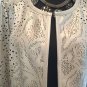 Chico's Black Label Perforated Natural Tan Open Blazer Jacket Ladies Size 0