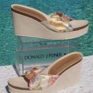 Donald Pliner Suede Leather Wedge Platform Shoe New Metallic Mesh Elastic $235
