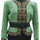 Cache Plaid Embellished Top Jacket New XS/S/M/L Velvet Self-Belt Lined $238 NWT Cache Plaid Embellished Top Jacket New XS/S/M/L Velvet Self-Belt Lined $238 NWT